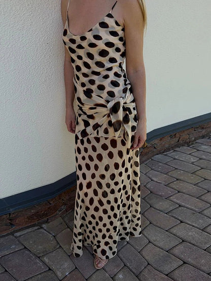OLANE Sleeveless Printed Slip Dress with Scarf SWomen’s Dresses