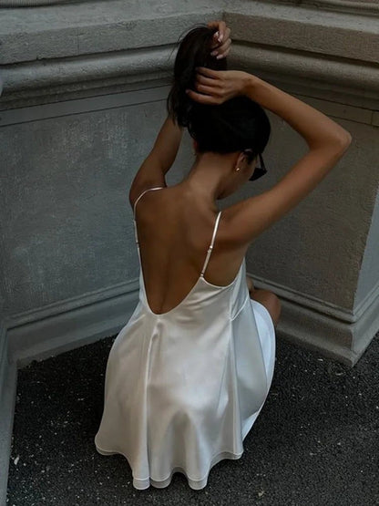 OLANE Sleeveless Satin Mini Cami Dress LWomen’s Dresses
