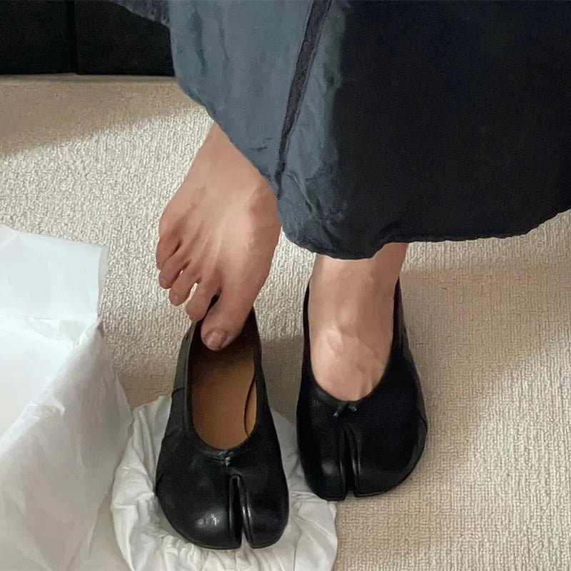 OLANE Slip - On Split - Toe Leather Mules Black36Women's Shoes