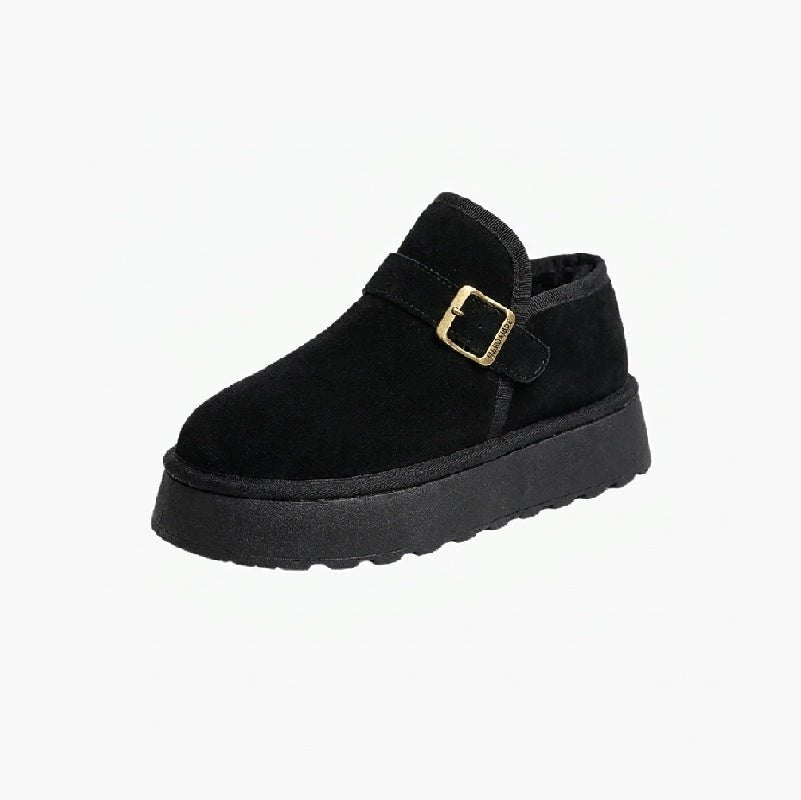 OLANE Slip-On Suede Platform Ankle Booties Black36Boots