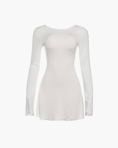 OLANE Soft Knit Open Back Mini Dress WhiteSWomen’s Dresses