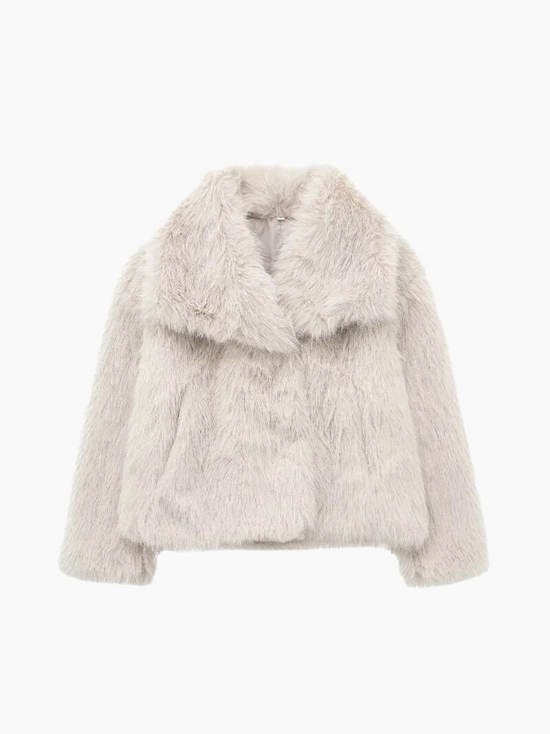 OLANE Soft Open-Front Faux Fur Coat CremeSCoat