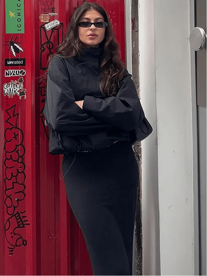 OLANE Sophia Drawstring Bomber Jacket BlackSWomen's Coats & Jackets