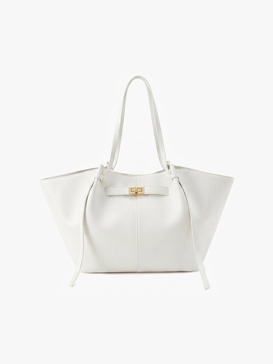 OLANE Spacious Vegan Leather Shopper Bag WhiteRegularBag