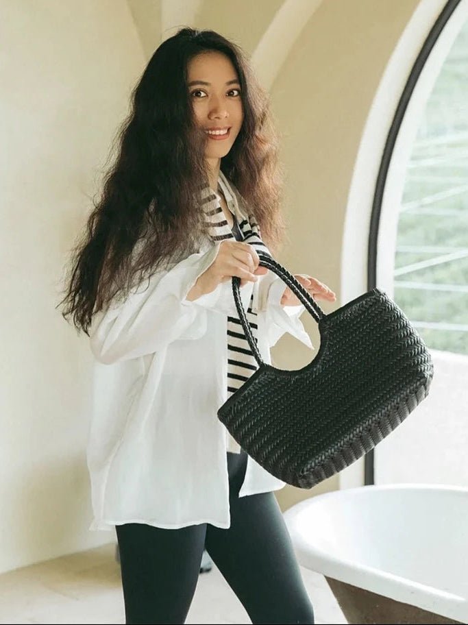 OLANE Spacious Woven Leather Tote Bag AuburnSWomen's Bags