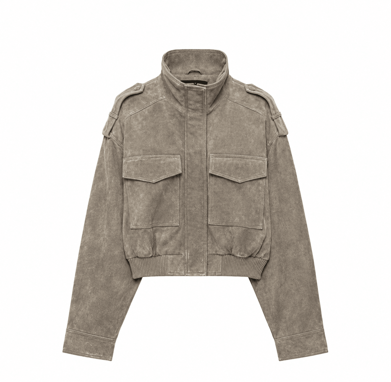 OLANE Stand Collar Faux Suede Cropped Jacket XSWomen's Coats & Jackets
