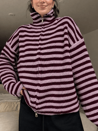 Striped High-Neck Knit Sweater