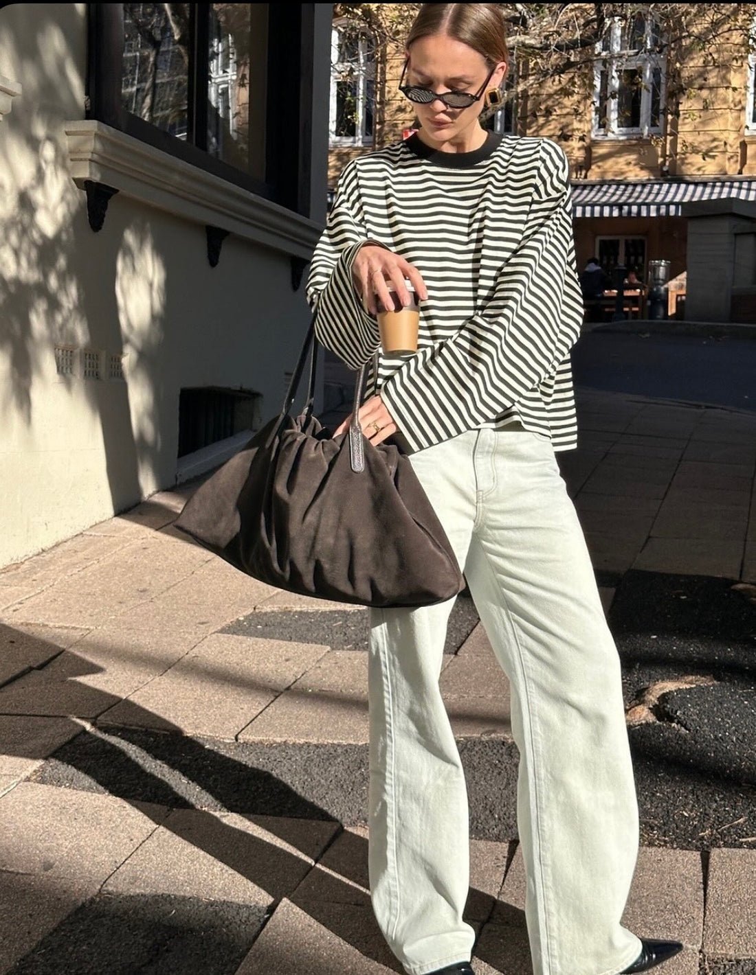 OLANE Striped Oversized Knit Sweater BlackXSWomen's Sweaters & Cardigans