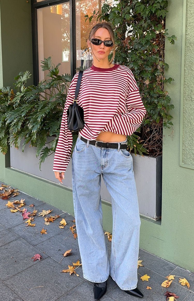 OLANE Striped Oversized Knit Sweater YellowXSWomen's Sweaters & Cardigans