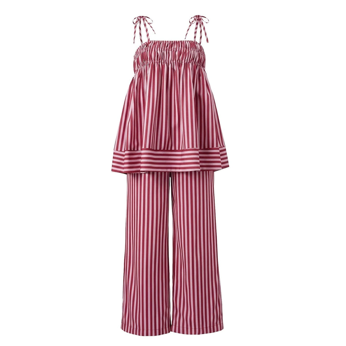 OLANE Striped Ruffle Sleepwear Set LWomen's Sets
