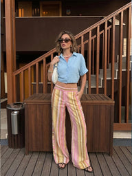 Striped Wide Leg Palazzo Pants
