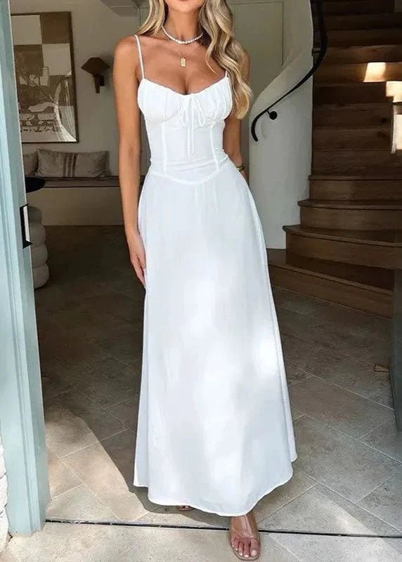 OLANE Structured Corset Bodice Maxi Dress WhiteMWomen's Dresses
