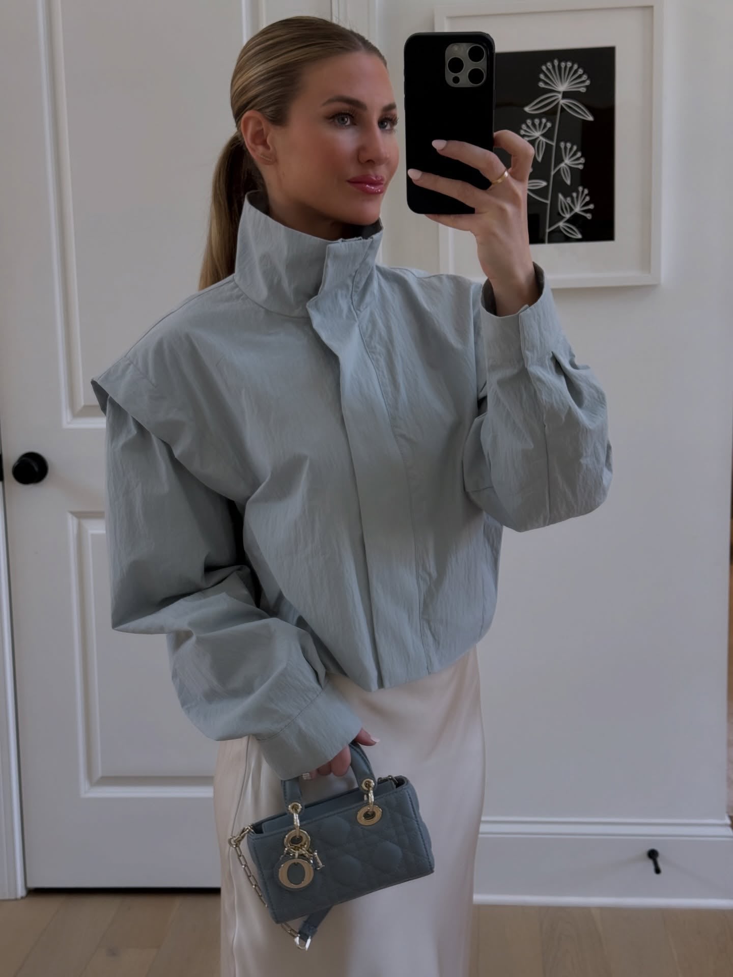 OLANE Stylish Cropped Windbreaker Jacket BlueSWomen's Coats & Jackets