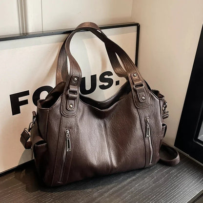 OLANE Stylish Faux Leather Shoulder Bag Dark BrownRegularWomen's Bags