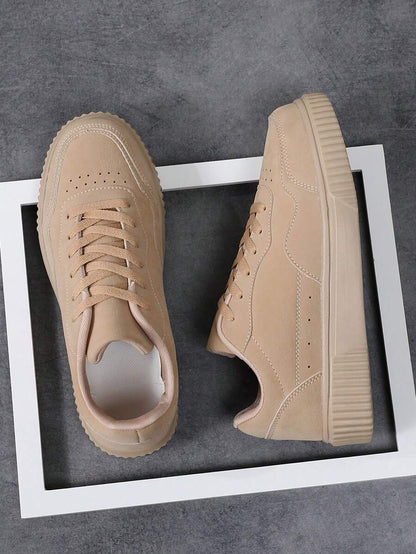 OLANE Stylish Lace - Up Suede Sneakers Brown38Men's Shoes