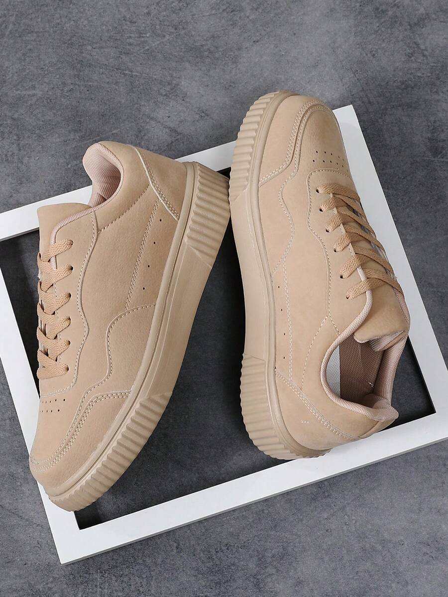 OLANE Stylish Lace - Up Suede Sneakers Brown44Men's Shoes