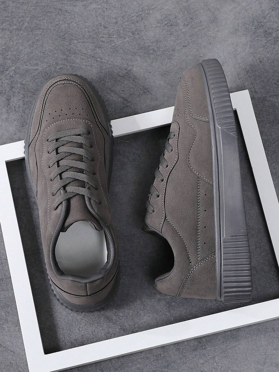 OLANE Stylish Lace - Up Suede Sneakers Grey41Men's Shoes
