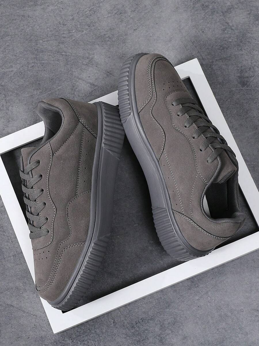 OLANE Stylish Lace - Up Suede Sneakers Grey42Men's Shoes