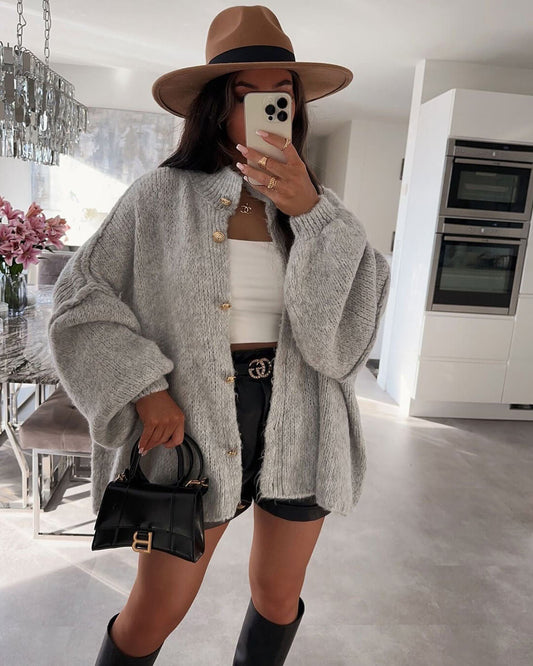 OLANE Stylish Long Oversized Cardigan GreySWomen's Sweaters & Cardigans