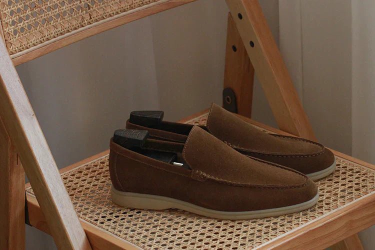 OLANE Stylish Modern Slip-On Suede Loafers Navy Blue40Men's Shoes