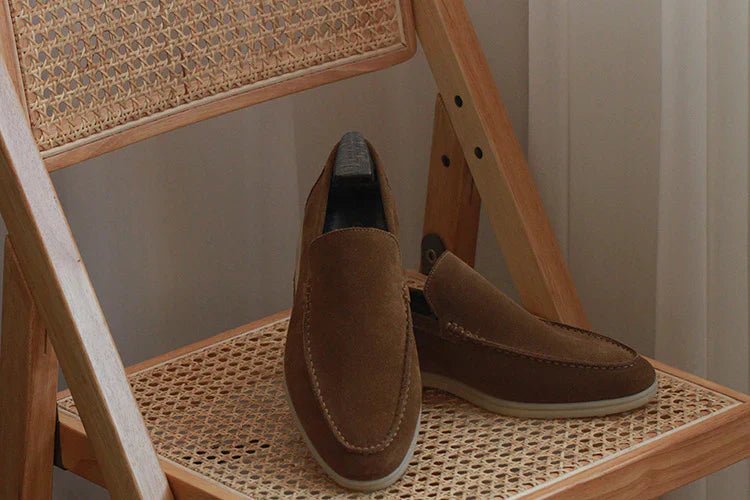 OLANE Stylish Modern Slip-On Suede Loafers Navy Blue40Men's Shoes