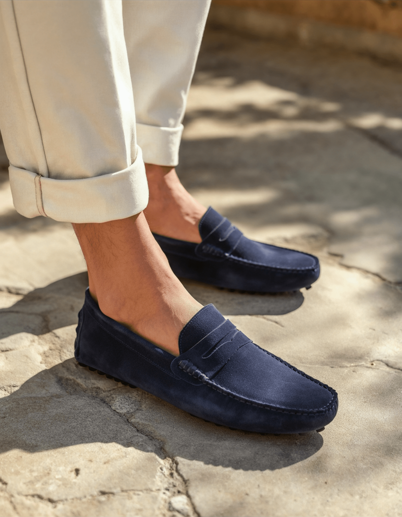 OLANE Stylish Slip - On Suede Penny Loafers Dark Blue38Men's Shoes