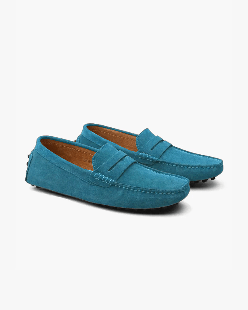 OLANE Stylish Slip - On Suede Penny Loafers Teal38Men's Shoes