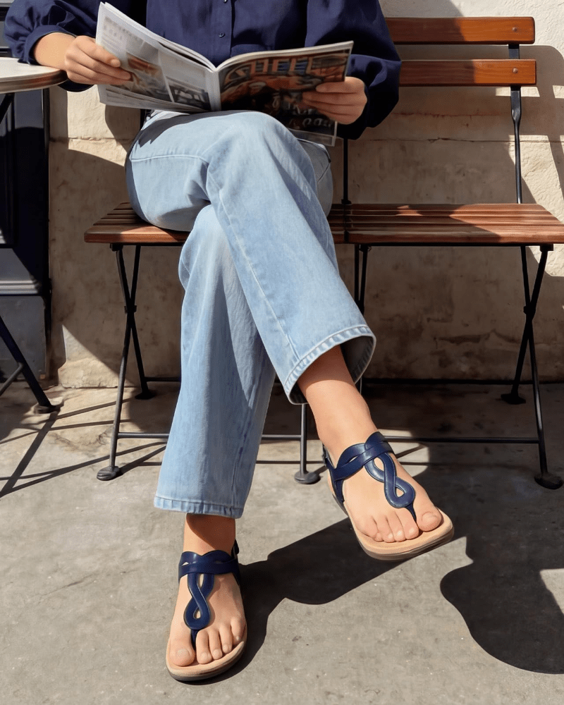 OLANE Stylish T-Strap Arch Support Sandal Blue35/5Women's Shoes