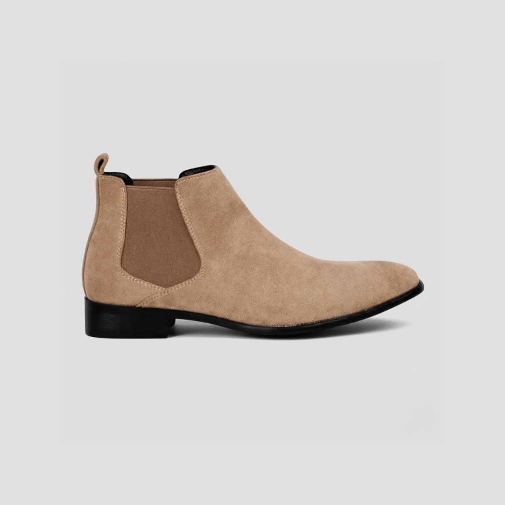 OLANE Suede Pointed Toe Chelsea Boots Beige41Men's Shoes