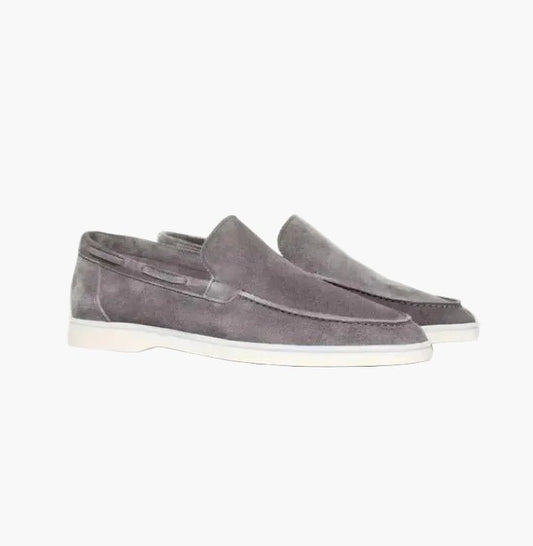 OLANE Suede Slip - On Yacht Loafers Grey36Men's Shoes