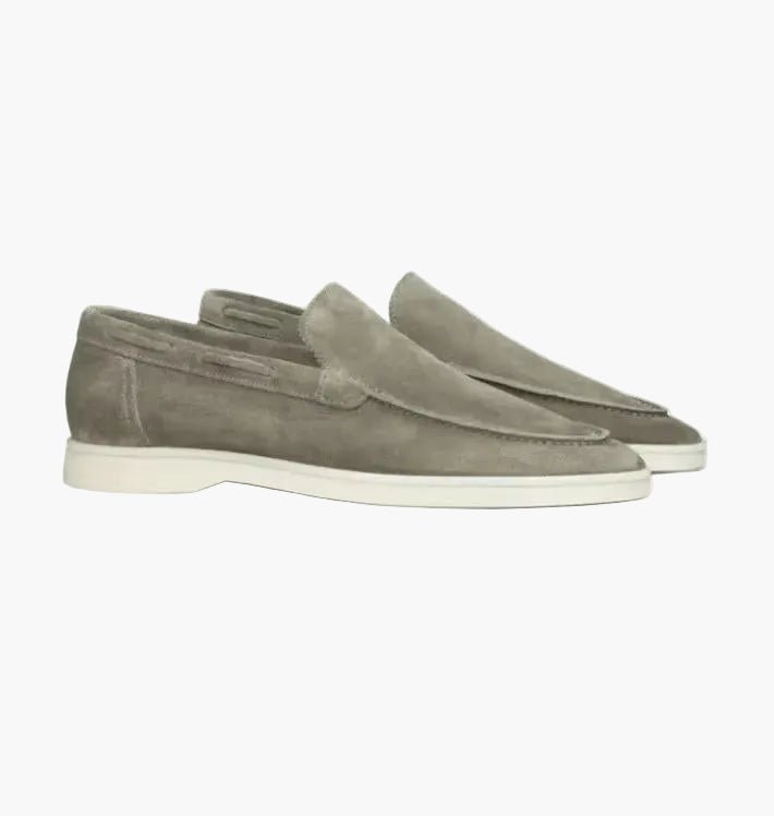 OLANE Suede Slip - On Yacht Loafers Olive Green36Men's Shoes