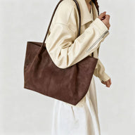 Tote bag en suède avec pochette
