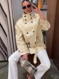 Tailored Stand Collar Trench Coat