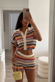 Teresa Ensemble Crochet Rayé