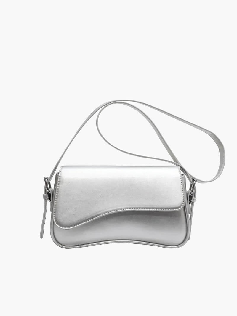 OLANE Vegan Leather Shoulder Saddle Bag SilverRegularBag