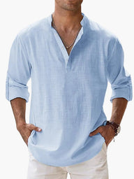 Chemise Afreda en lin à manches longues avec demi-patte de boutonnage