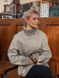 Veste à carreaux vintage cintrée à la taille