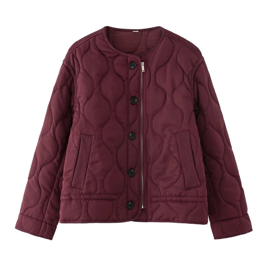 OLANE Vintage Quilted Padded Coat BurgundyXSWomen's Coats & Jackets