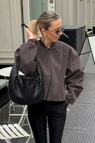 Bomber zippé en suedine