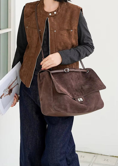Sac fourre-tout rétro en cuir bovin givré