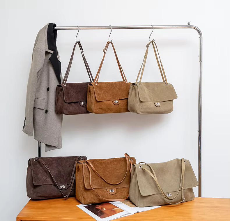 Sac fourre-tout rétro en cuir bovin givré