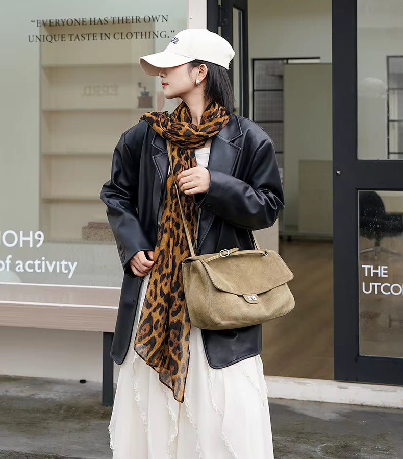 Sac fourre-tout rétro en cuir bovin givré