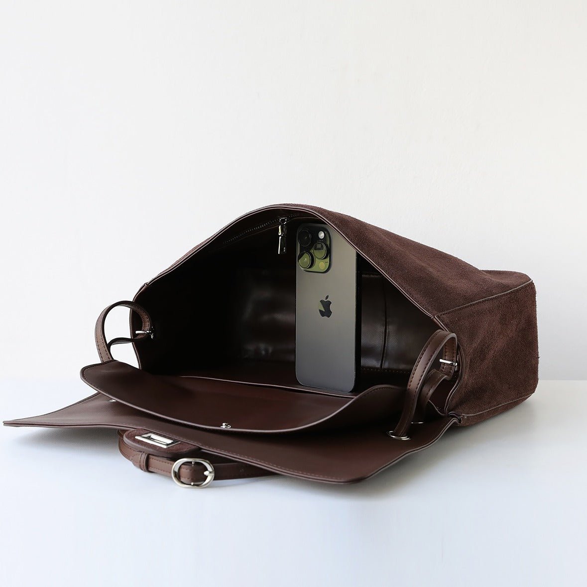 Sac fourre-tout rétro en cuir bovin givré