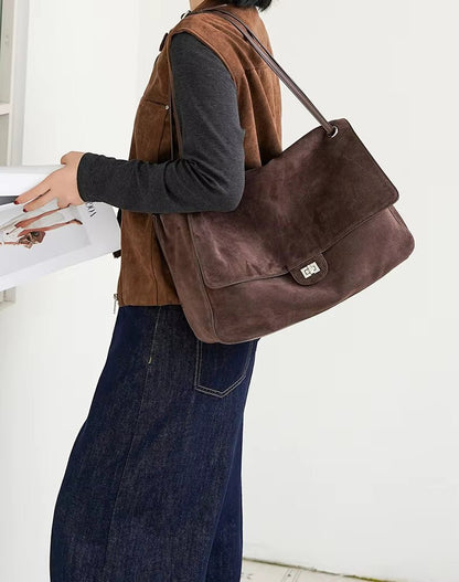 Sac fourre-tout rétro en cuir bovin givré