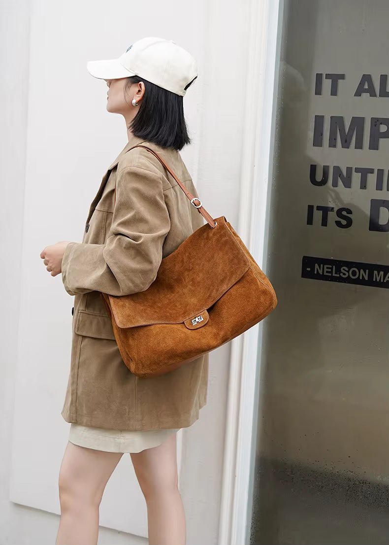 Sac fourre-tout rétro en cuir bovin givré