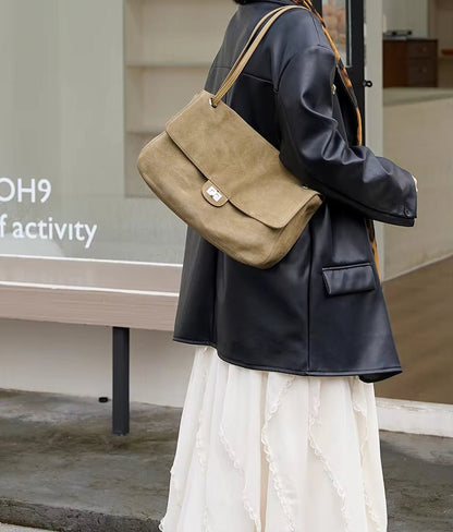 Sac fourre-tout rétro en cuir bovin givré