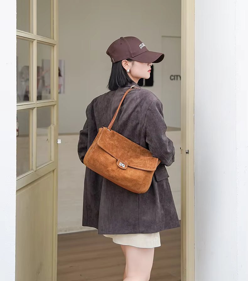Sac fourre-tout rétro en cuir bovin givré