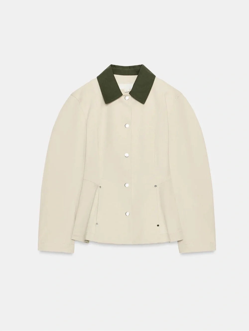 Contrast Collar Peplum Jacket