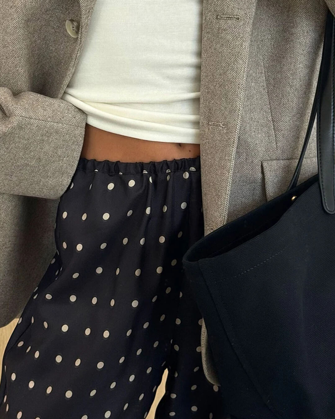 Wide-Leg Polka Dot Satin Trousers