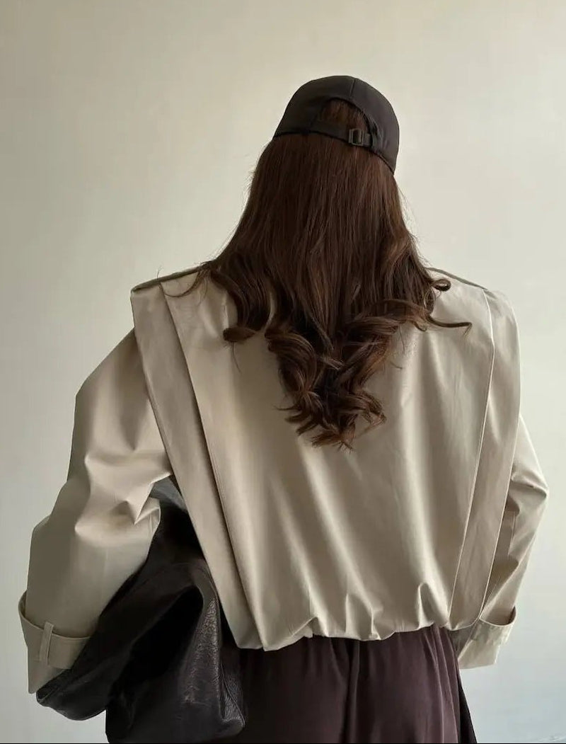 Trench-coat Sandra plissé à col haut